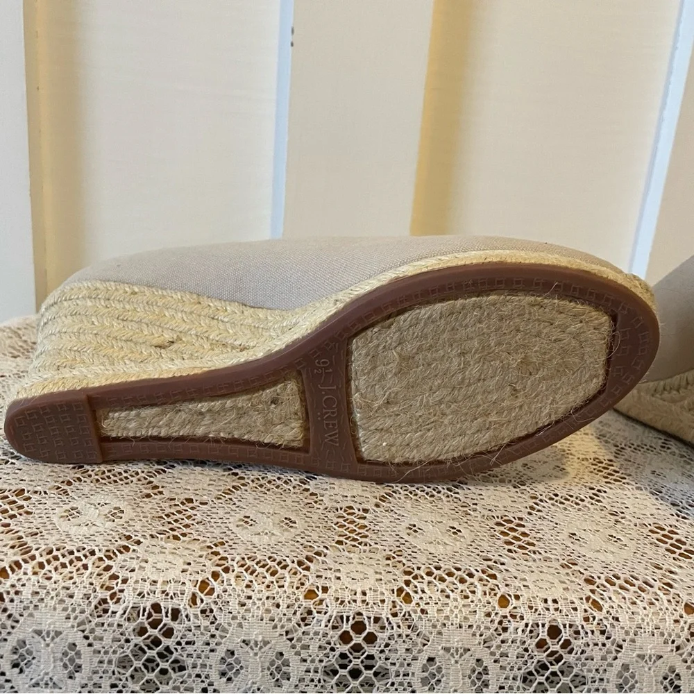 J. Crew New Flax Canvas Espadrille Wedge Shoes AL003 9.5